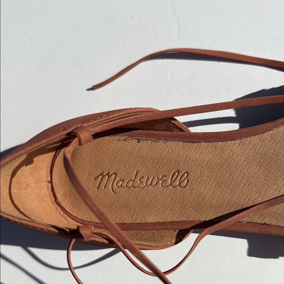 Like New Madewell Celina Woven Ankle-Tie Flats in Nubuck Leather Women's size 9 - Picture 3 of 6